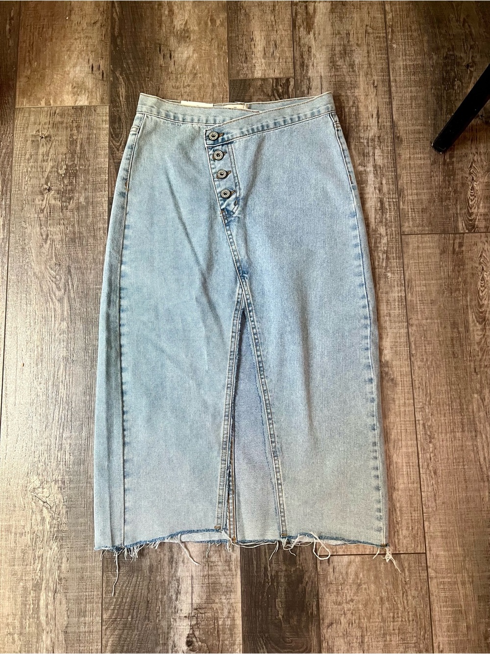 Light Wash Denim Button-Front Women's Jean Skirt